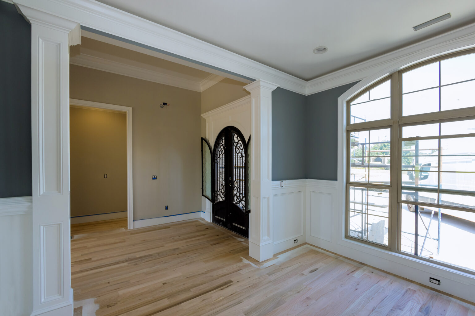 View of interior of modern living room after it has been reconstructed